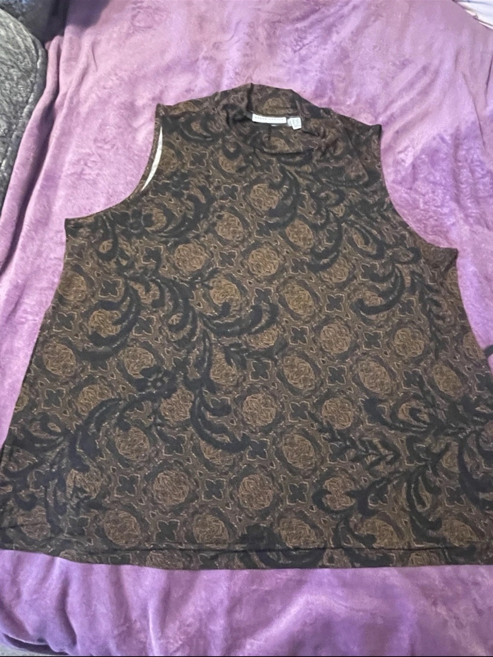 Susan Graver Brown & Black Paisley-Style Sleeveless Tank